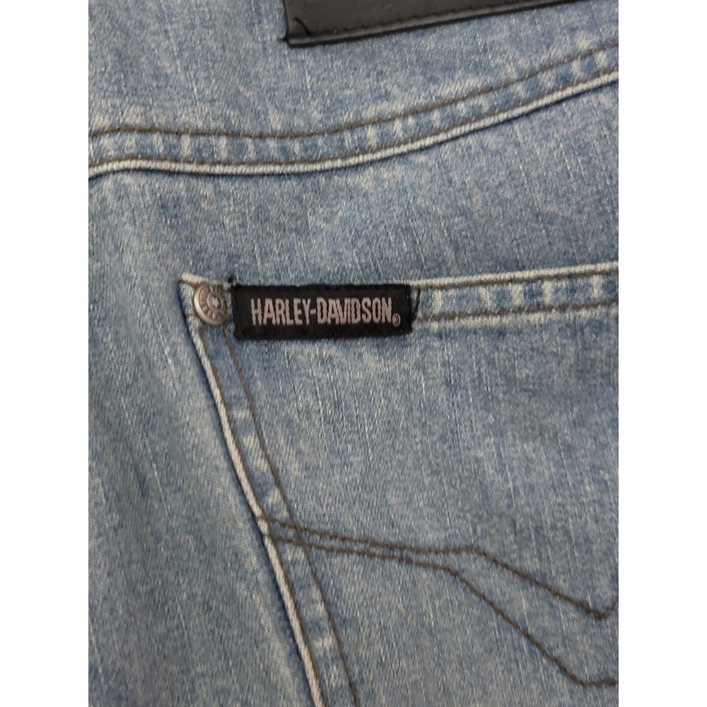 Vtg HarleyDavidson Womens Denim Jeans Size 33 Light Wash Bootcut Embroidered Y2K - Picture 11 of 15